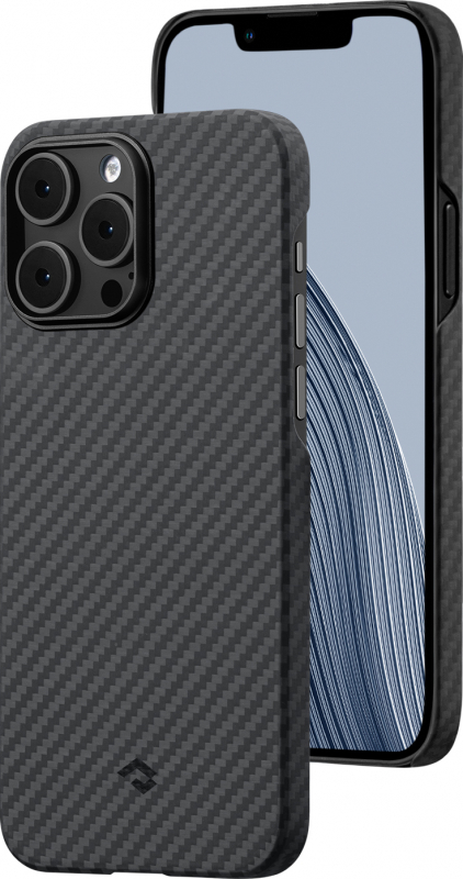 Чехол Pitaka iPhone 14 Pro MagEZ Case, узкое плетение 600D, черно-серый 1