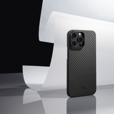 Чехол Pitaka iPhone 14 Pro MagEZ Case, узкое плетение 600D, черно-серый 3