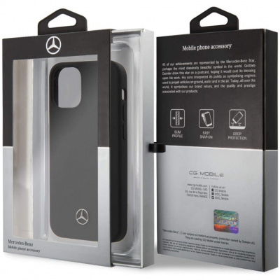 Чехол Mercedes Liquid Silicone для iPhone 12/12 Pro, черный